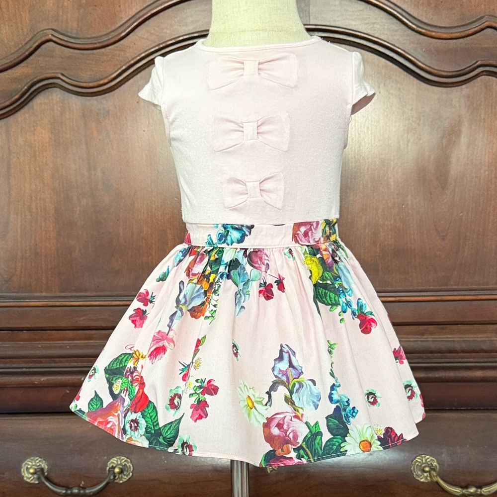TED BAKER Baby Girls Floral Bow Dress Pink Party Occasion 9-12M